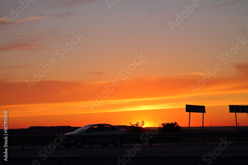Sunset on the road