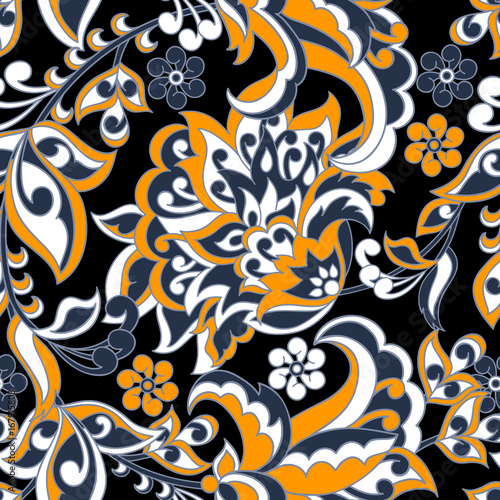 floral vector seamless ethnic pattern