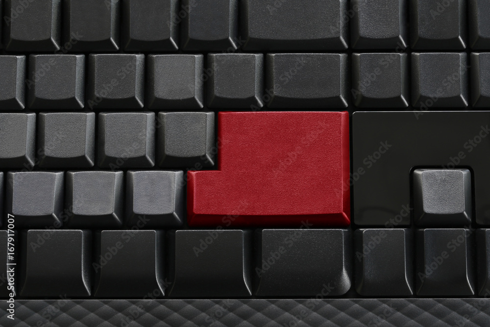 Keypad of black keyboard and have red enter button. Keypad of black keyboard and have red enter button.