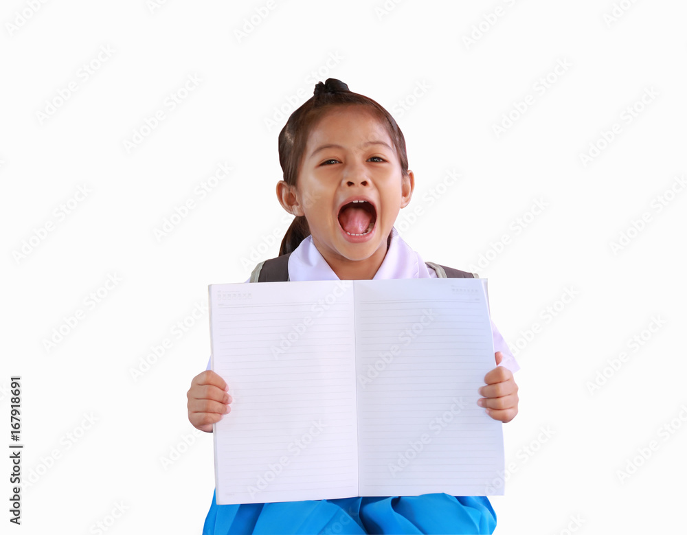 Asian girls in school uniform and empty book. Asian girls in school uniform and empty book.