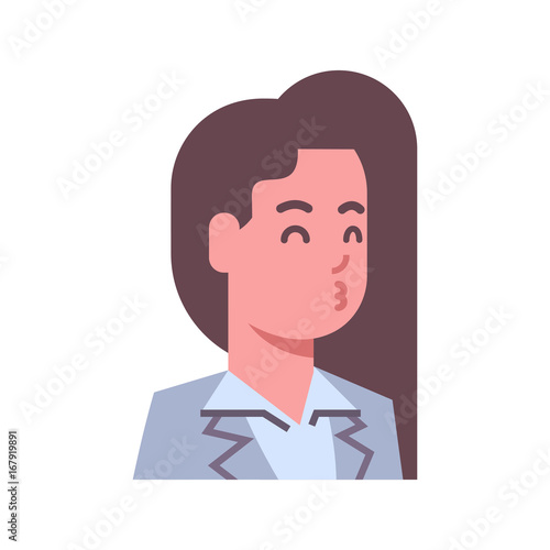 Female Blow Kiss Emotion Icon Isolated Avatar Woman Facial Expression Concept Face Vector Illustration