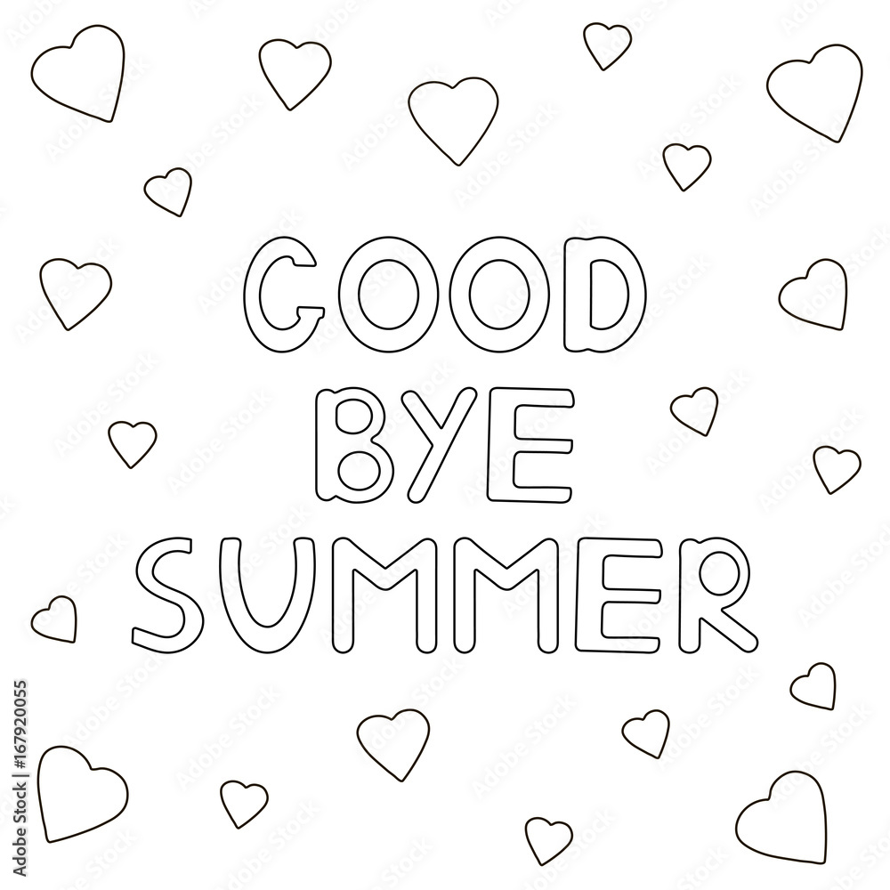 coloring-page-with-hand-drawn-text-goodbye-summer-and-hearts-stock