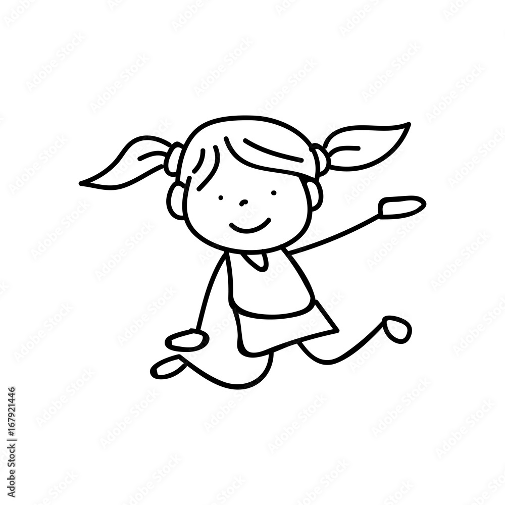 hand drawing abstract happy cute girls line art hand drawing abstract happy cute girls line art