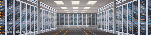 Data Center Room Hosting Server Computer Information Database Synchronize Technology Flat Vector Illustration