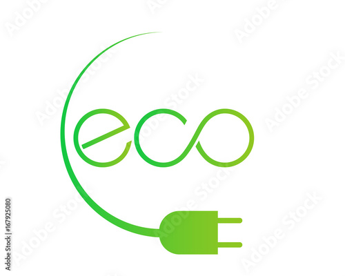 logo eco verde con spina elettricità