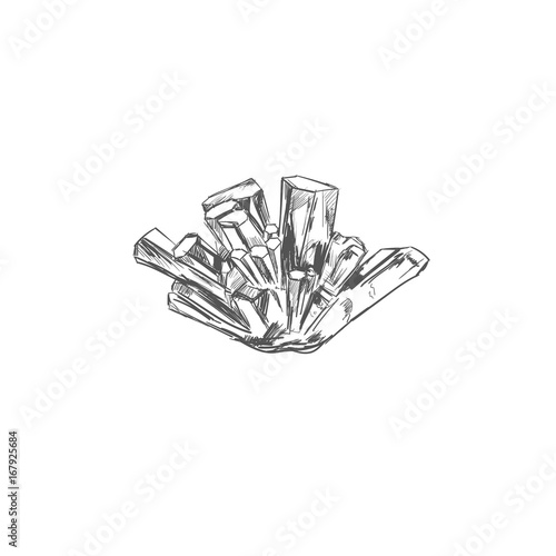 Crystal. Vector hand drawn illustration. Vector isolated objects