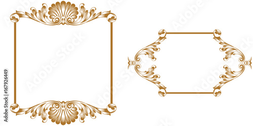 Set of vintage border frame engraving with retro ornament pattern in antique baroque style decorative design. Vector