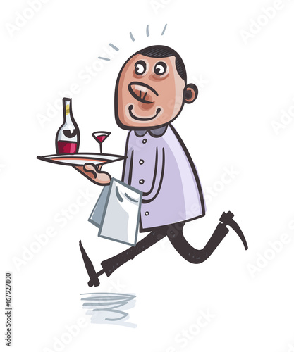 Fast waiter. Vector illustration