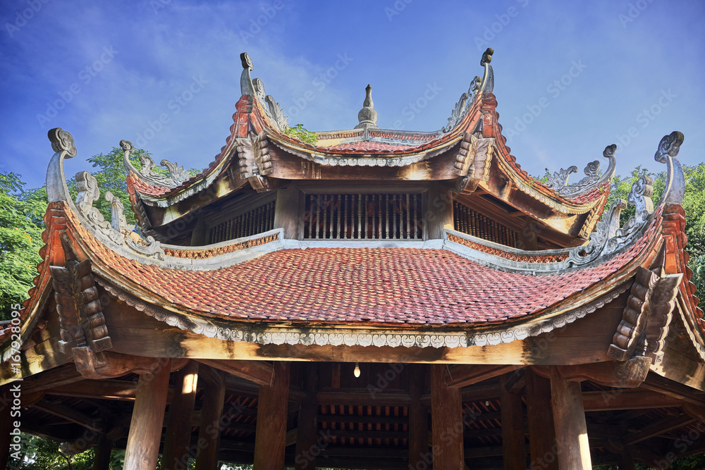 beautiful buddhist temple in hanoi vietnam asia