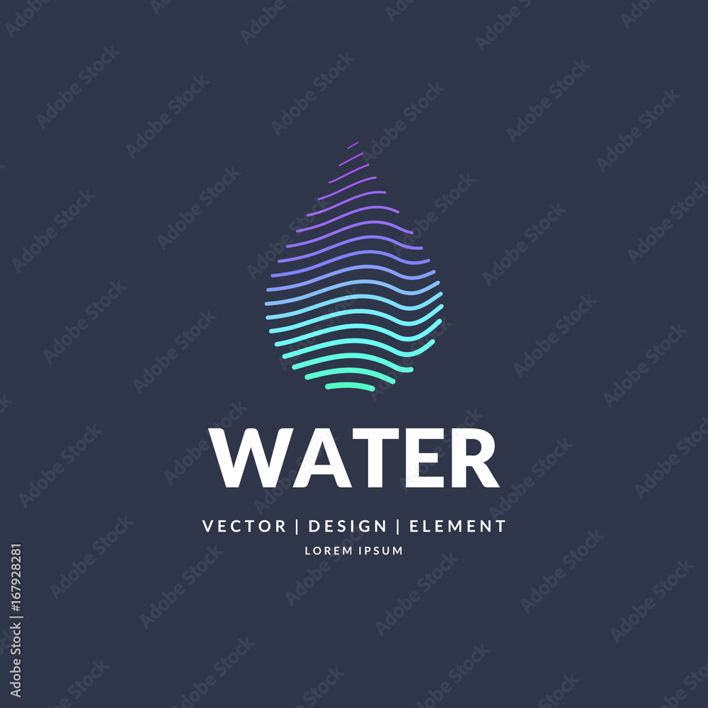 Modern line vector logo of the water drop.