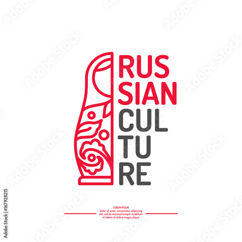 Vector poster of Russian culture. Isolated images of objects of national identity.