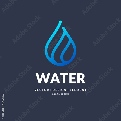 Modern line vector logo of the water drop.
