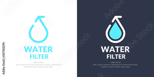 Modern line vector logo of the water drop.