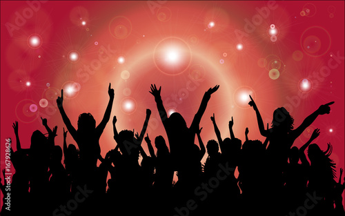Party, Dancing People Vector Illustration, With Fares and Room For Your Text