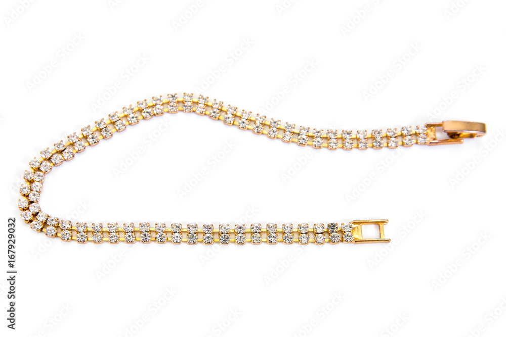 diamond and gold bracelet isolated on white background diamond and gold bracelet isolated on white background