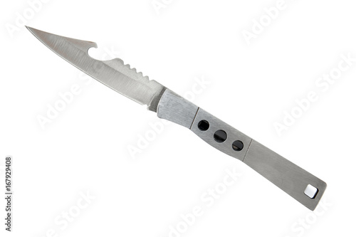 Folding knife isolated on white background.Pen knife isolated