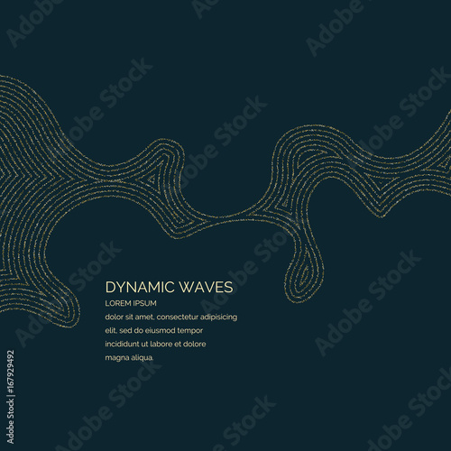 Vector illustration of a magic wave with shining particles of glitter on a dark background. Abstract concept