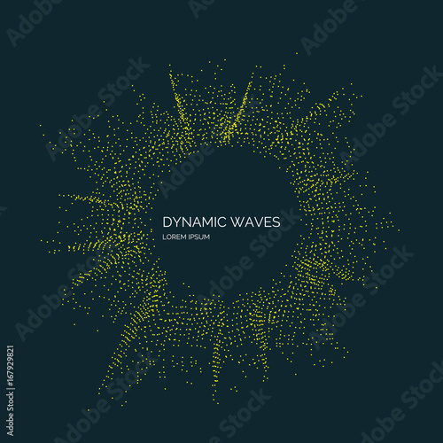 Vector abstract background with a colored dynamic waves, line and particles. Illustration in minimalistic style