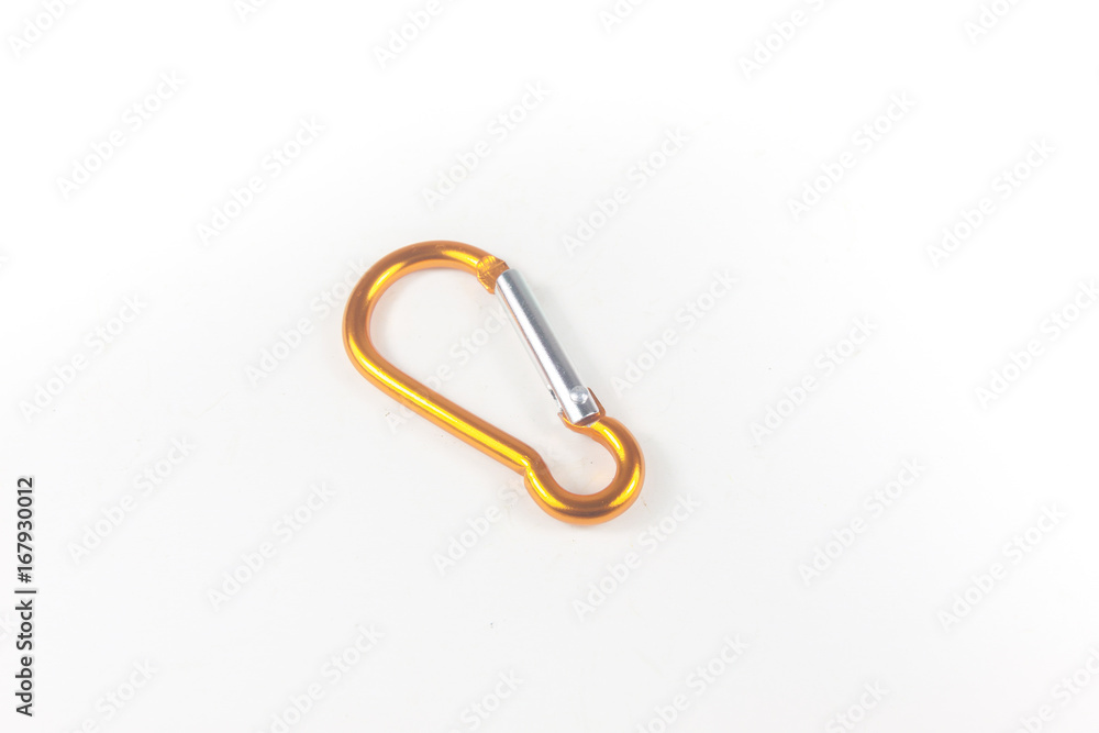 Yellow carabiner isolated Yellow carabiner isolated