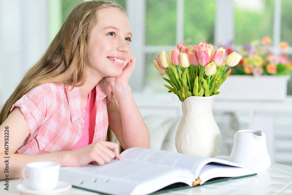 girl reading interesting book girl reading interesting book
