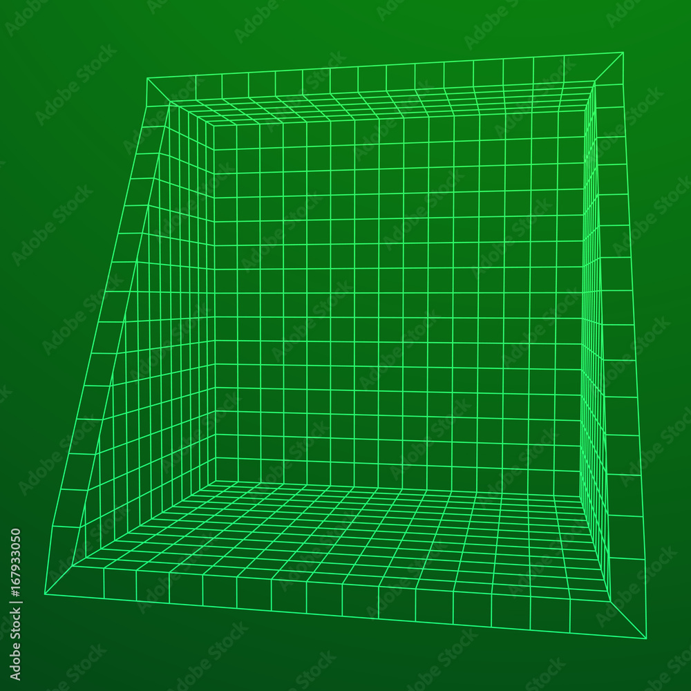 Wireframe Mesh Slice Box. Connection Structure. Digital Data Visualization Concept. Vector Illustration.