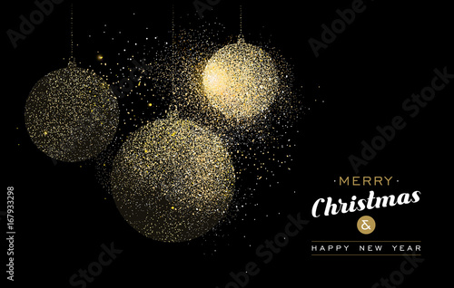 Christmas gold glitter art holiday decoration card