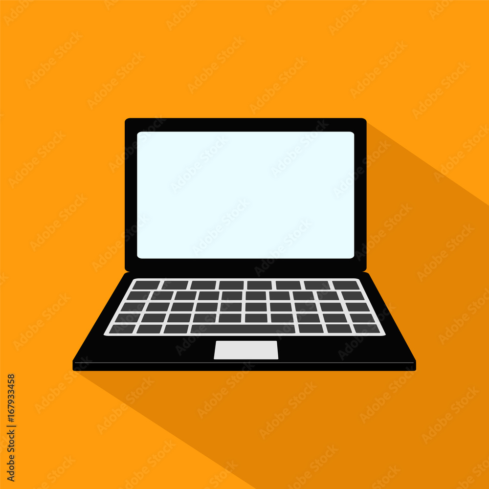 laptop computer on orange background with shadow icon design, stock vector illustration laptop computer on orange background with shadow icon design, stock vector illustration