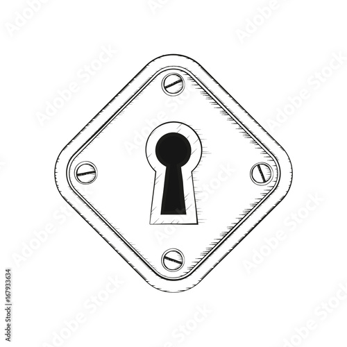 Key hole isolated illustration on white. Vector