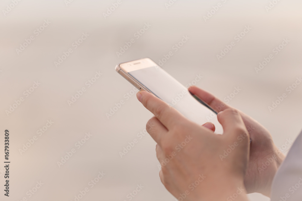 Beautiful woman is using smart phones Beautiful woman is using smart phones