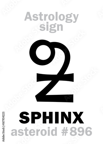 Astrology Alphabet: SPHINX, asteroid #896. Hieroglyphics character sign (single symbol).