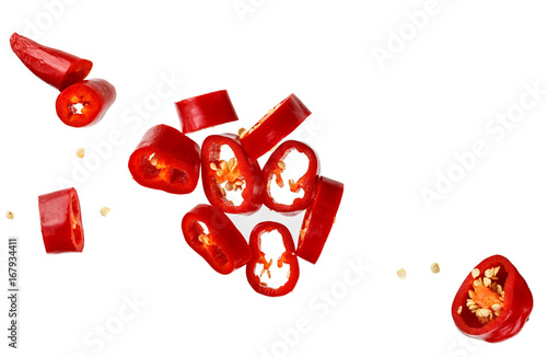 Red hot chili pepper is sliced