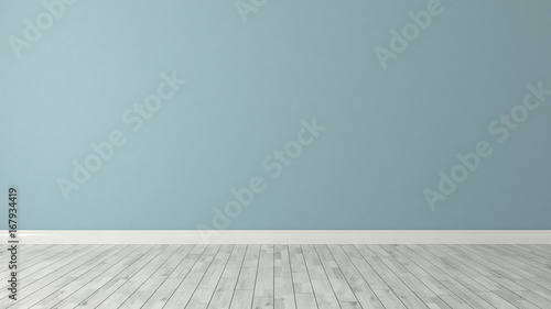 blue wall background with white parquet