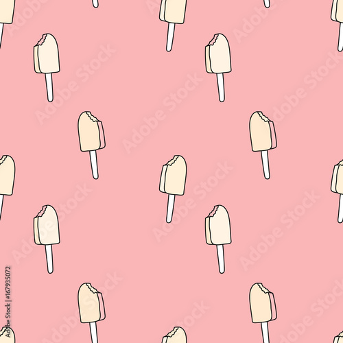 Ice cream yellow and pink seamless pattern. Vector background.