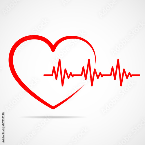 Heart with heartbeat sign. Vector illustration.
