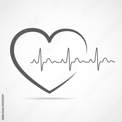 Heart with heartbeat sign. Vector illustration.