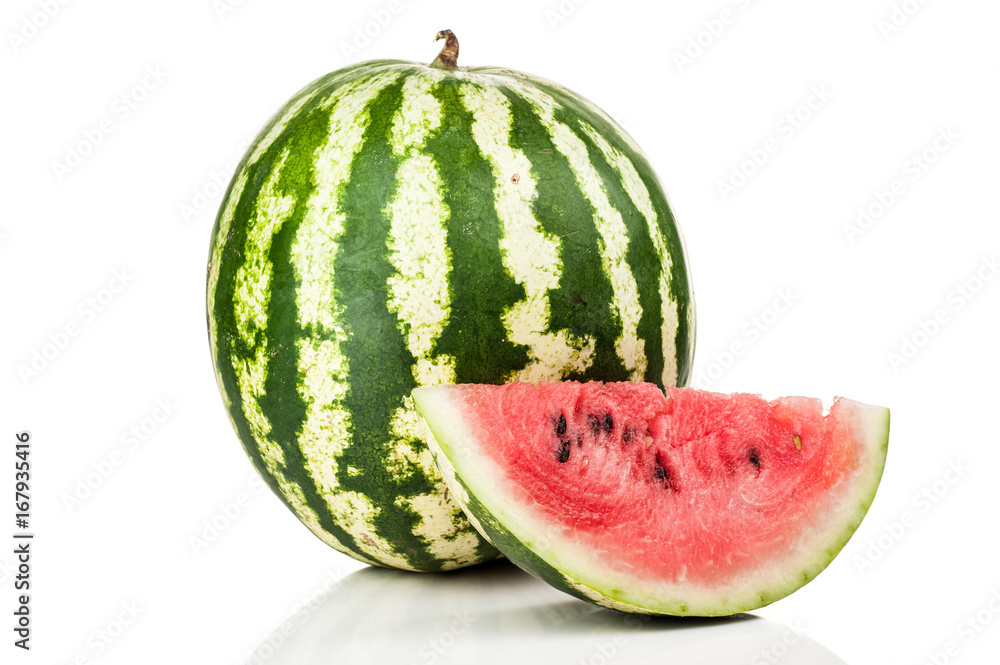 watermelon with slices standing isolated on white background watermelon with slices standing isolated on white background
