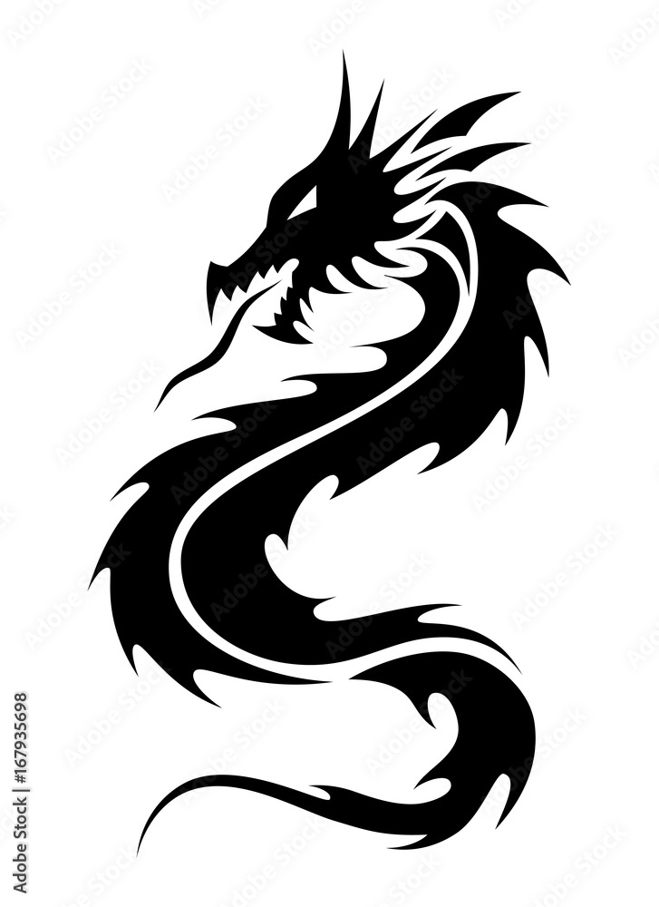 Tribal vector dragon tattoo