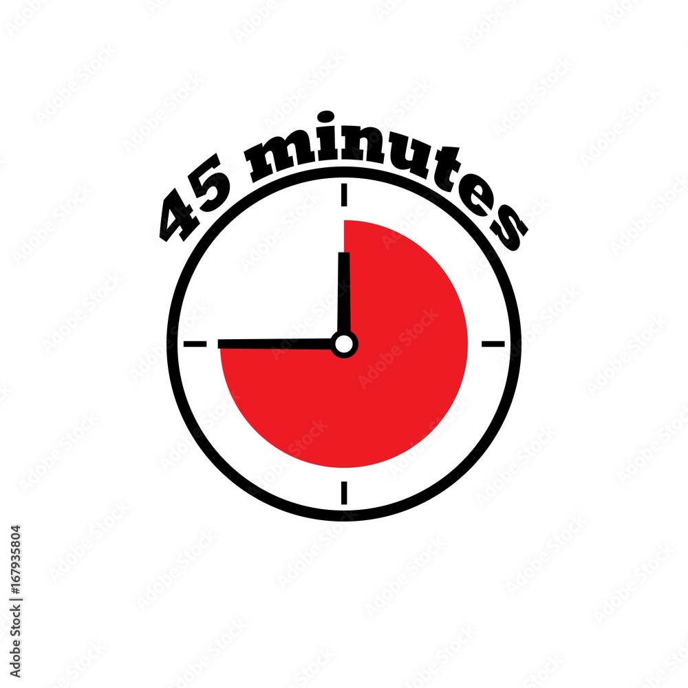 45 minutes clock dial, simple, flat, with red zone 45 minutes clock dial, simple, flat, with red zone