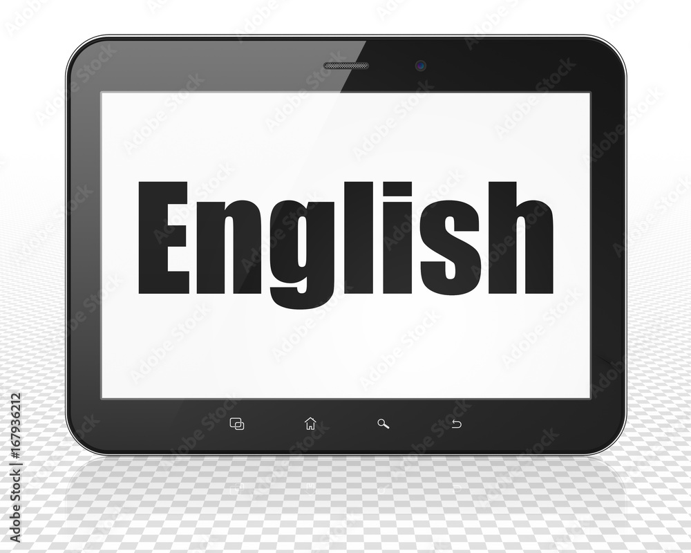 Education concept: Tablet Pc Computer with English on display Education concept: Tablet Pc Computer with English on display