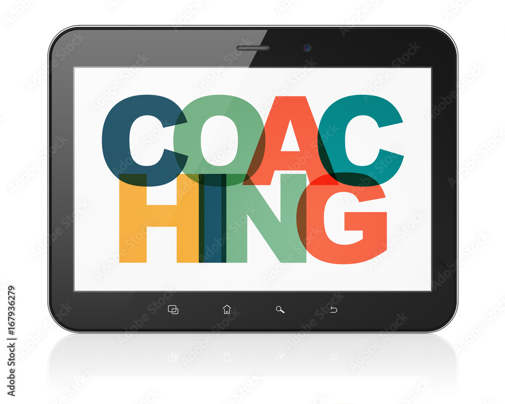Studying concept: Tablet Computer with Coaching on display Studying concept: Tablet Computer with Coaching on display