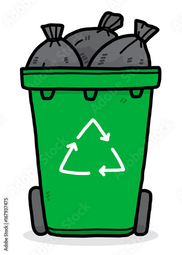 recycle bin / cartoon vector and illustration, hand drawn style, isolated on white background.
