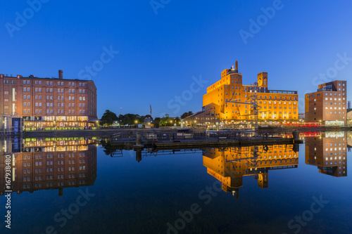 Awesome Water Reflections at Illuminated Inner Harbor/ Duisburg