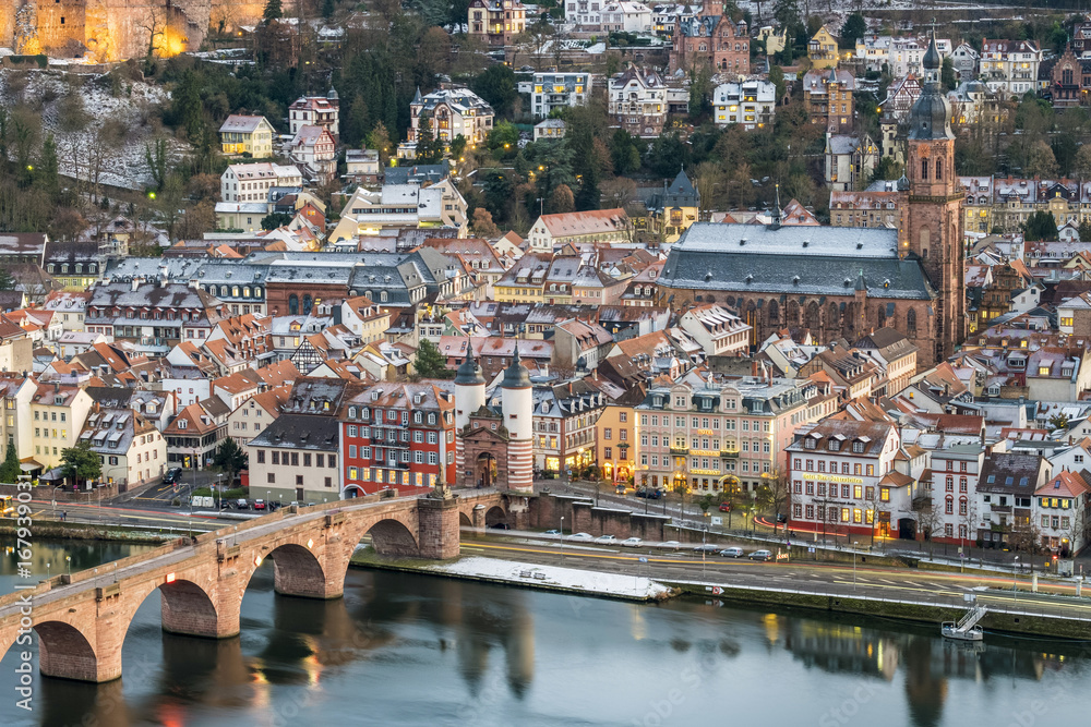 Germany, Baden-Württemberg, Heidelberg. Altstadt (Old Town) on the Neckar River in winter. Germany, Baden-Württemberg, Heidelberg. Altstadt (Old Town) on the Neckar River in winter.