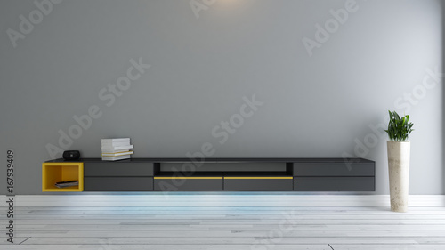 black tv stand with plant © creo2