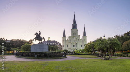 USA, Louisiana, New Orleans, Jackson Square and Saint Louis Cathedral