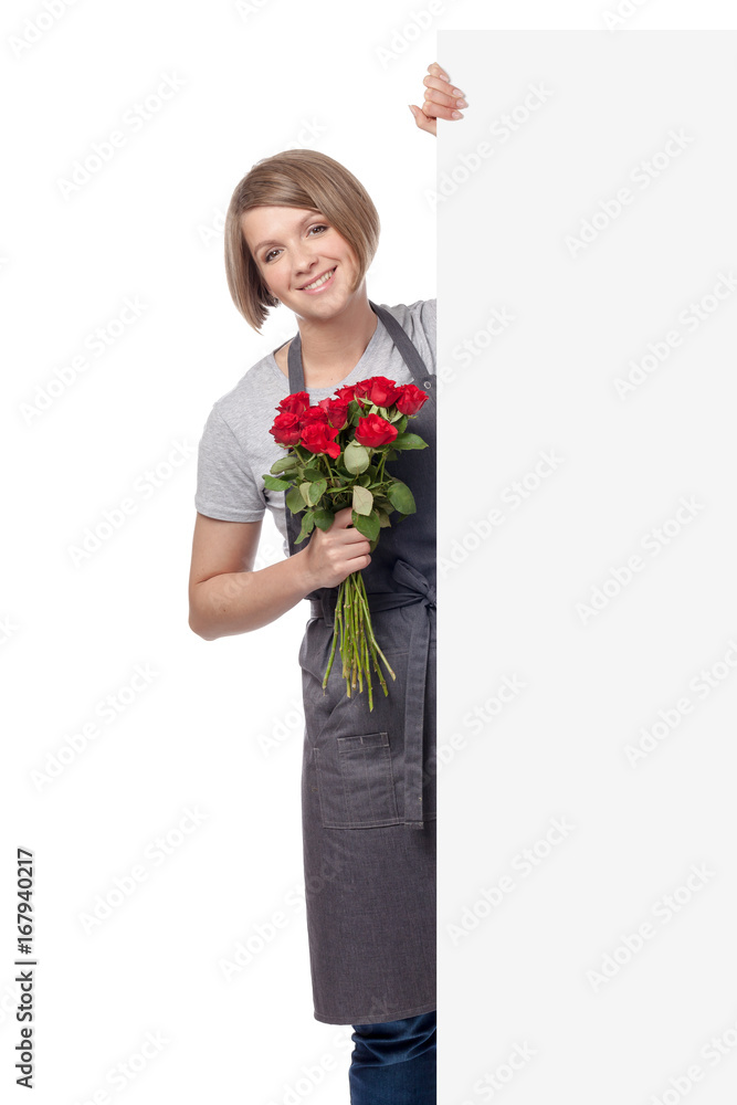female floristi isolated on white background female floristi isolated on white background