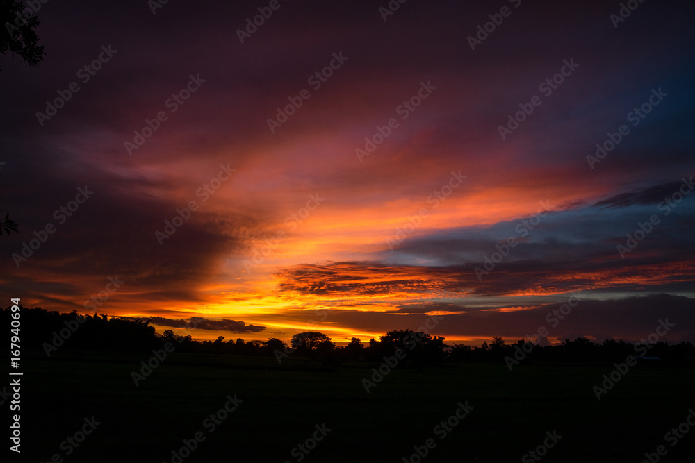 Beautiful sunset sky background or Landscape sunset. sunset with clouds