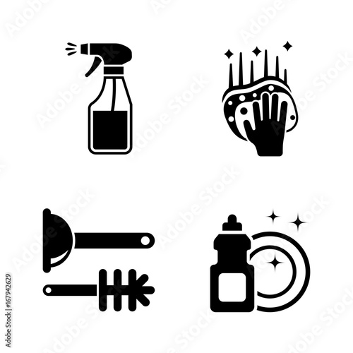 Clean Surface. Simple Related Vector Icons Set for Video, Mobile Apps, Web Sites, Print Projects and Your Design. Black Flat Illustration on White Background.