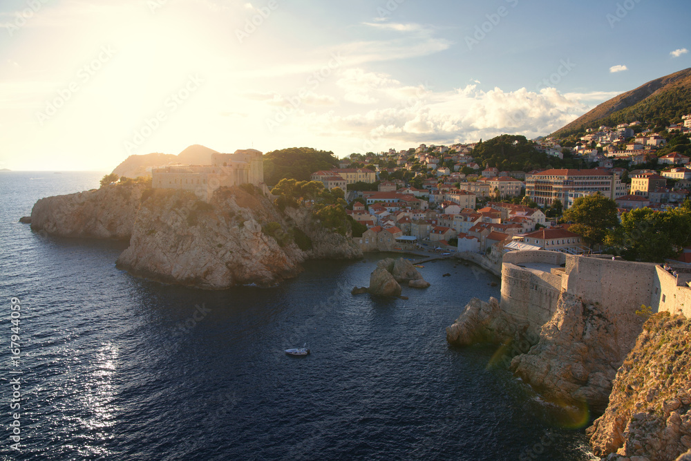 Obraz premium Sunset at Fortress Lovrijenac in Croatia, Dubrovnik