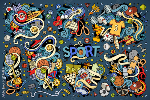 Doodle cartoon set of Sport designs